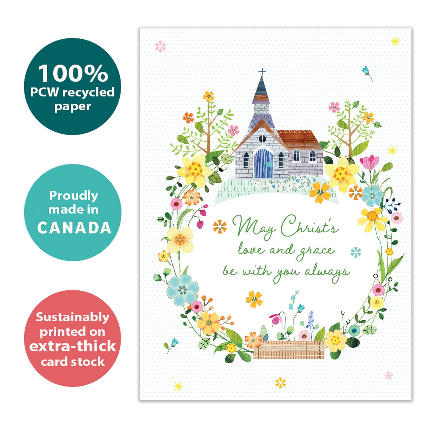 Graceful Church Wreath Easter Card