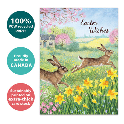 Daffodil Rabbit Wishes Easter Card