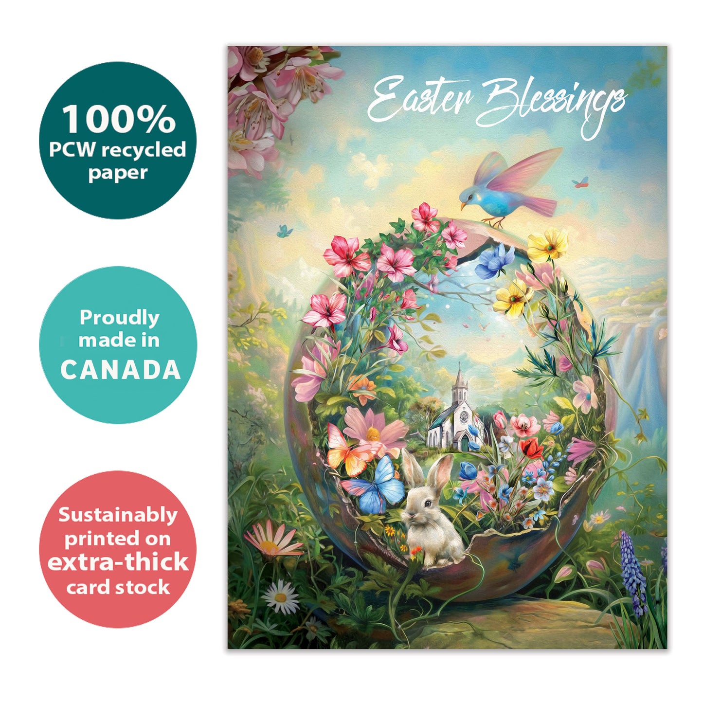 Floral Church Blessings Easter Card