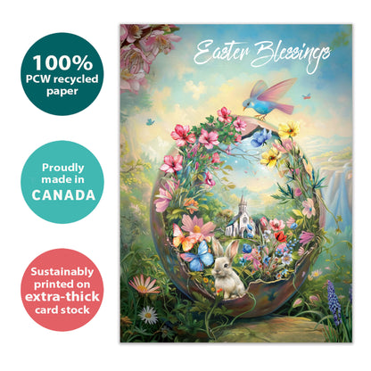Floral Church Blessings Easter Card