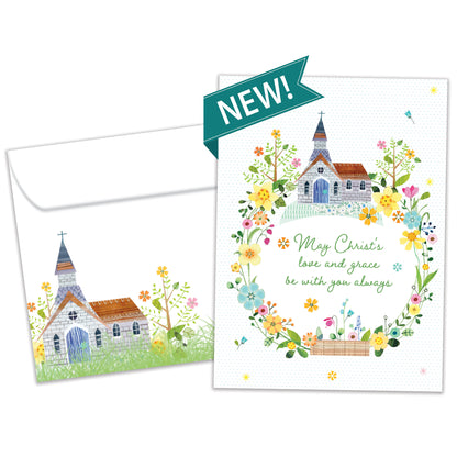 Graceful Church Wreath Easter Card
