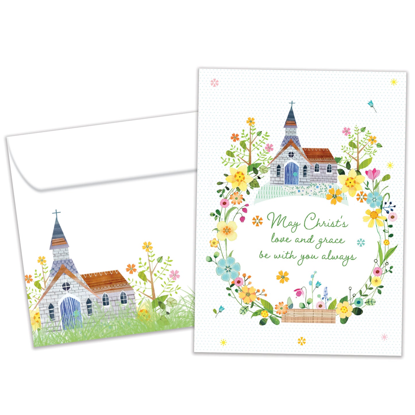 Graceful Church Wreath Easter Card