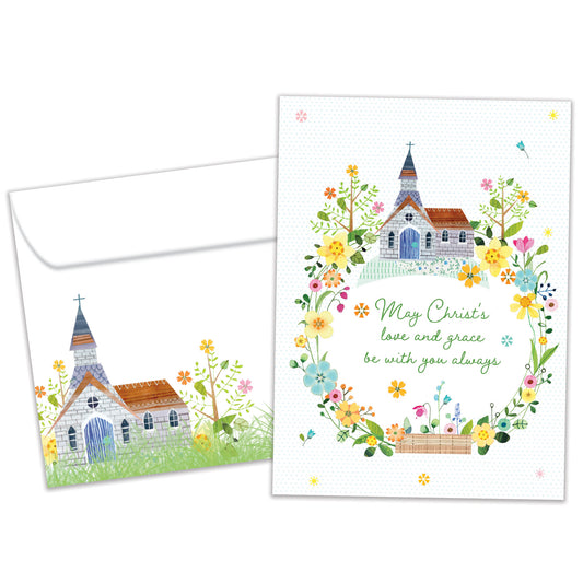 Graceful Church Wreath Easter Card