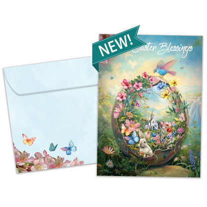 Floral Church Blessings Easter Card