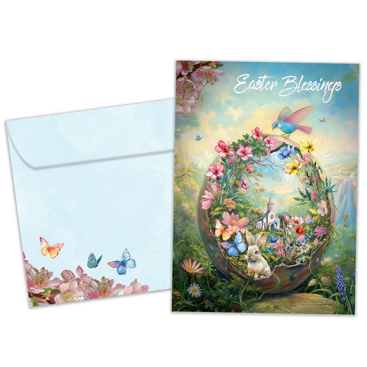 Floral Church Blessings Easter Card