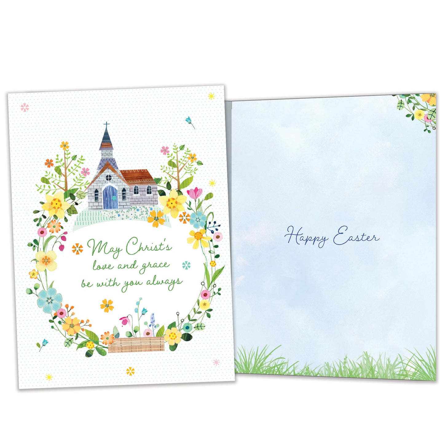 Graceful Church Wreath Easter Card