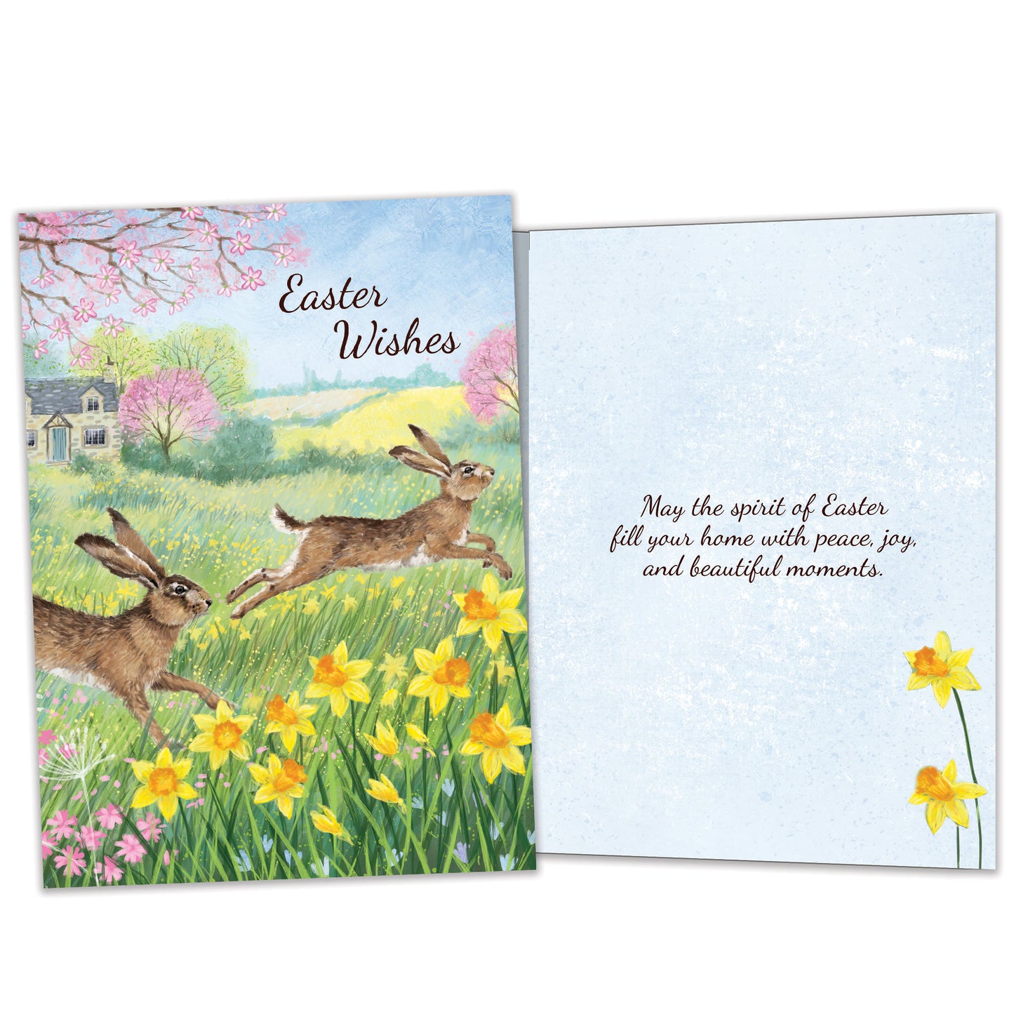 Daffodil Rabbit Wishes Easter Card
