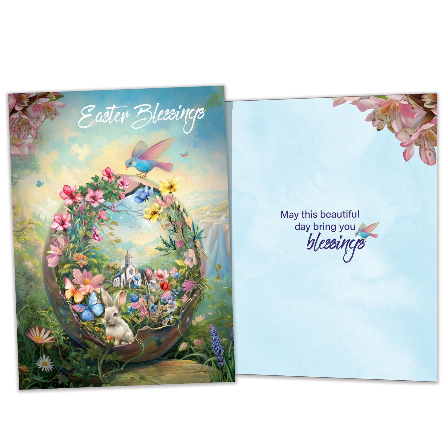 Floral Church Blessings Easter Card