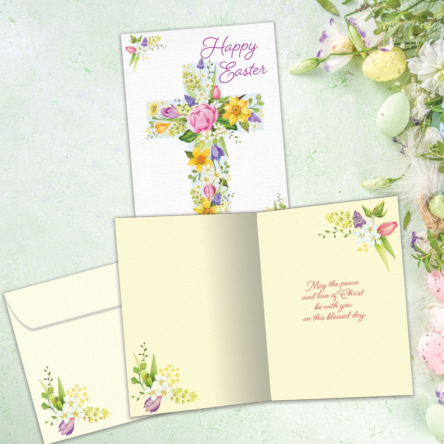 Floral Cross Easter Card
