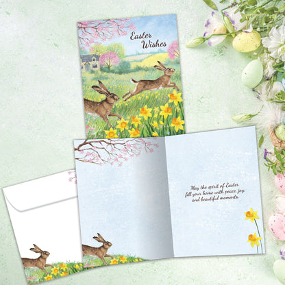 Daffodil Rabbit Wishes Easter Card