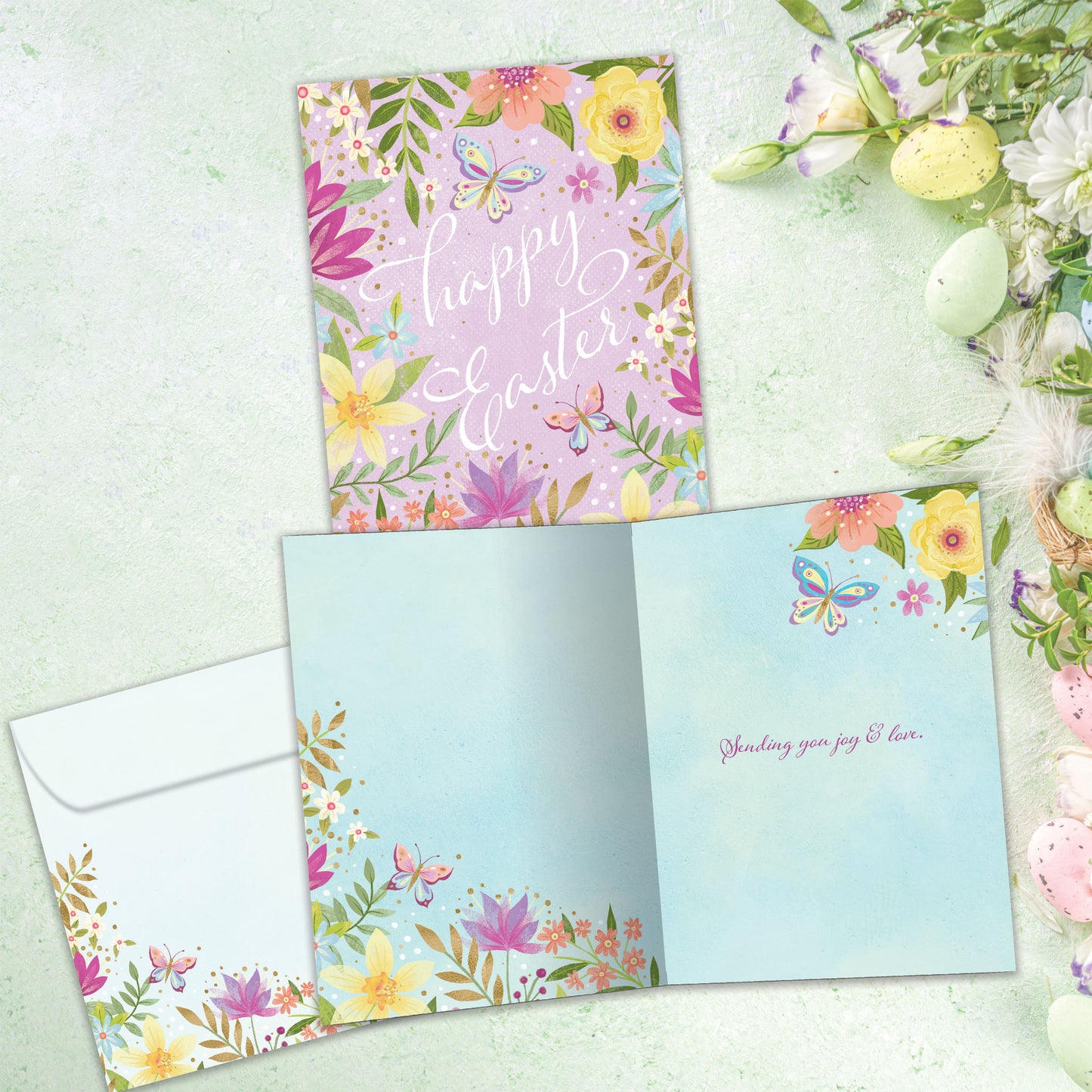 Floral Butterflies Easter Card