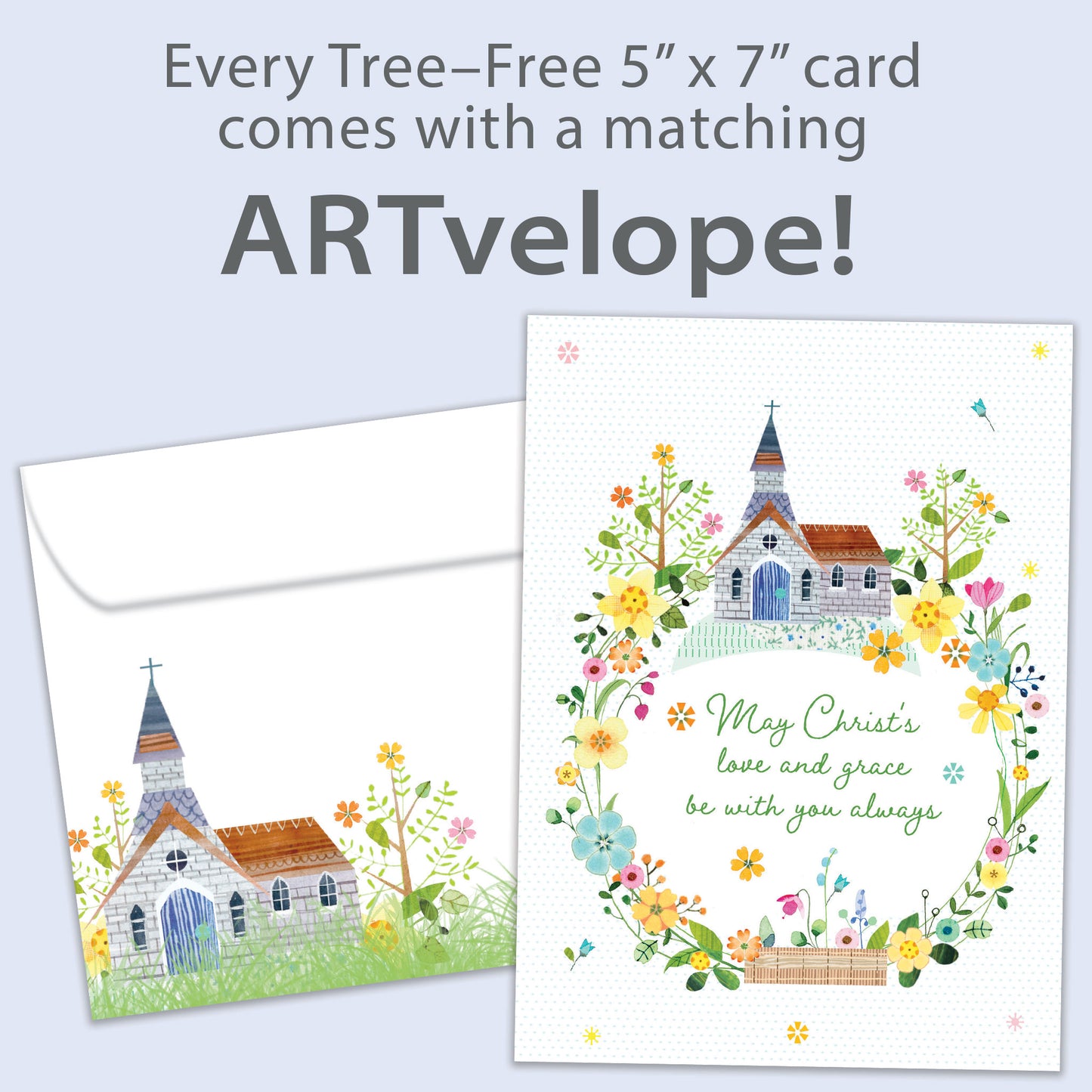 Graceful Church Wreath Easter Card