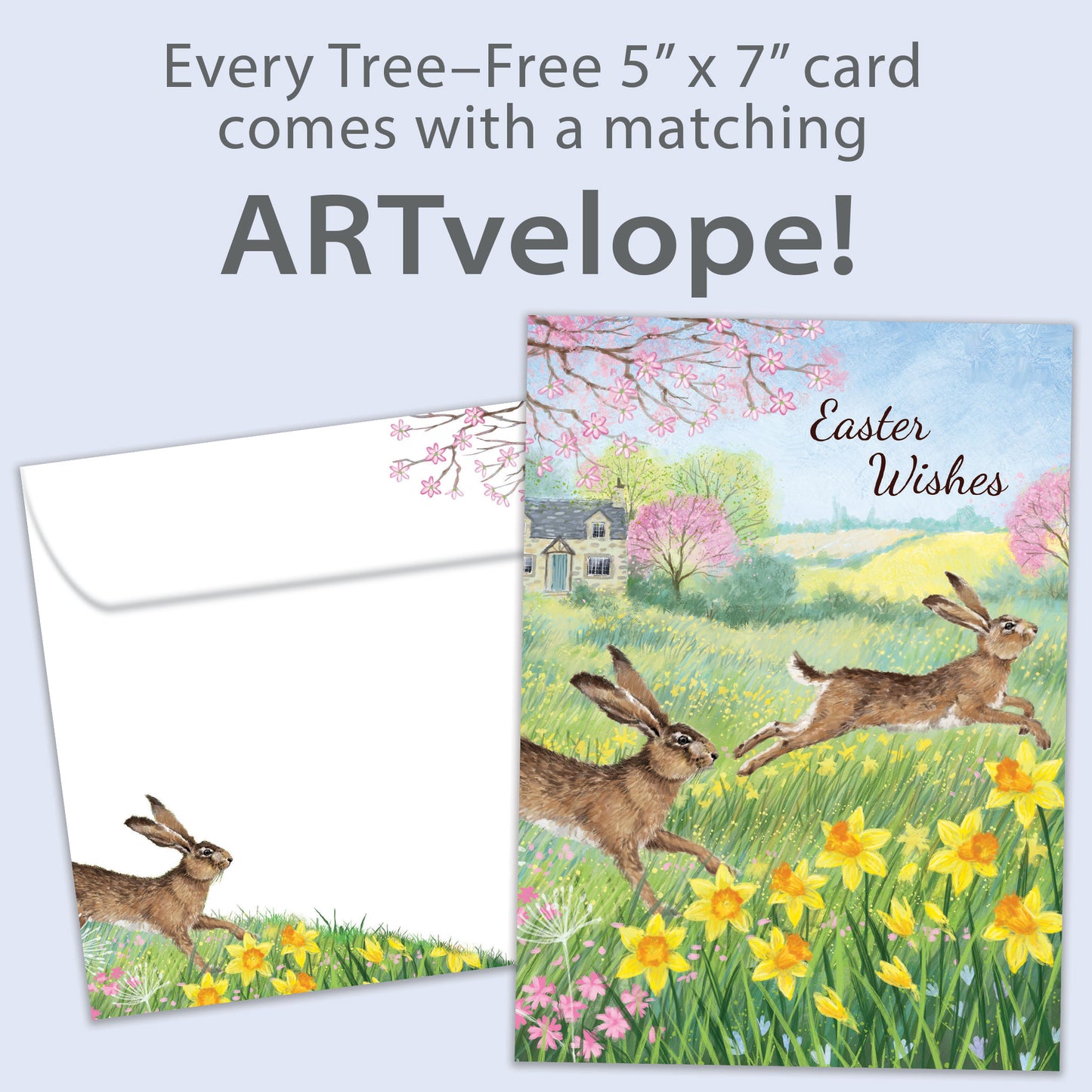 Daffodil Rabbit Wishes Easter Card