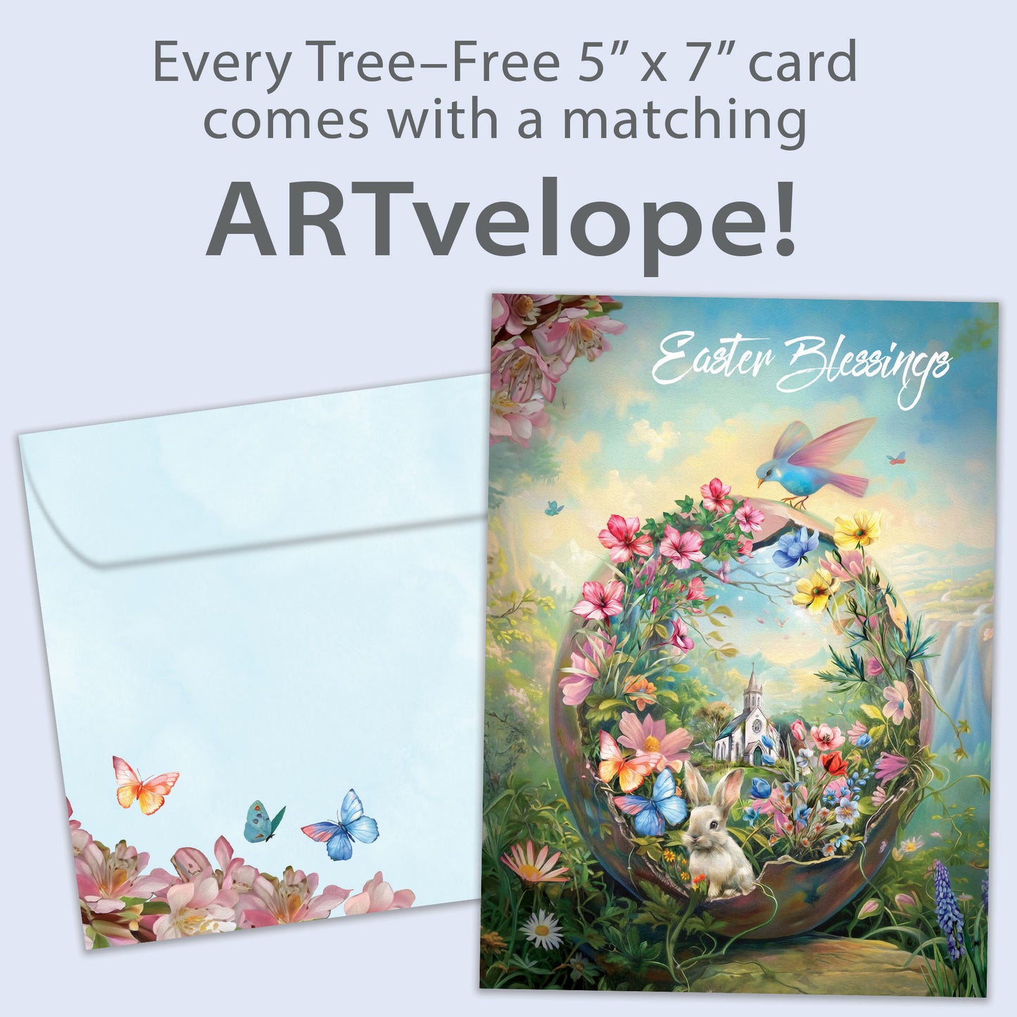 Floral Church Blessings Easter Card