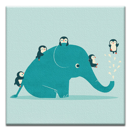 Elephant and Friends Thumb-Tack Canvas Card