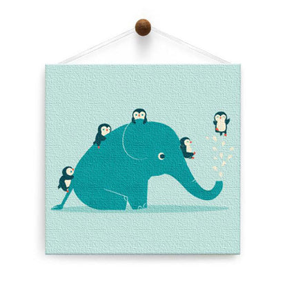 Elephant and Friends Thumb-Tack Canvas Card