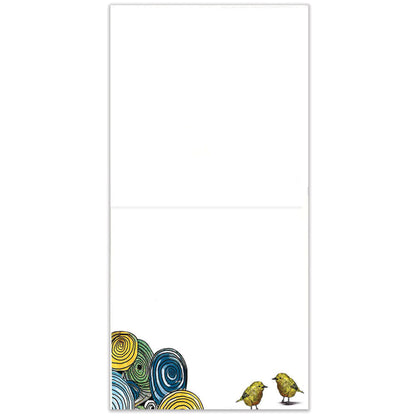 Elephant and Yellow Birds Thumb-Tack Canvas Card