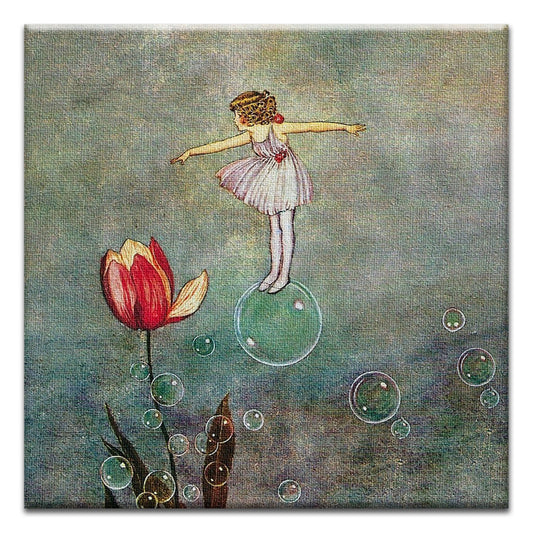 Fairy On A Bubble Thumb-Tack Canvas Card