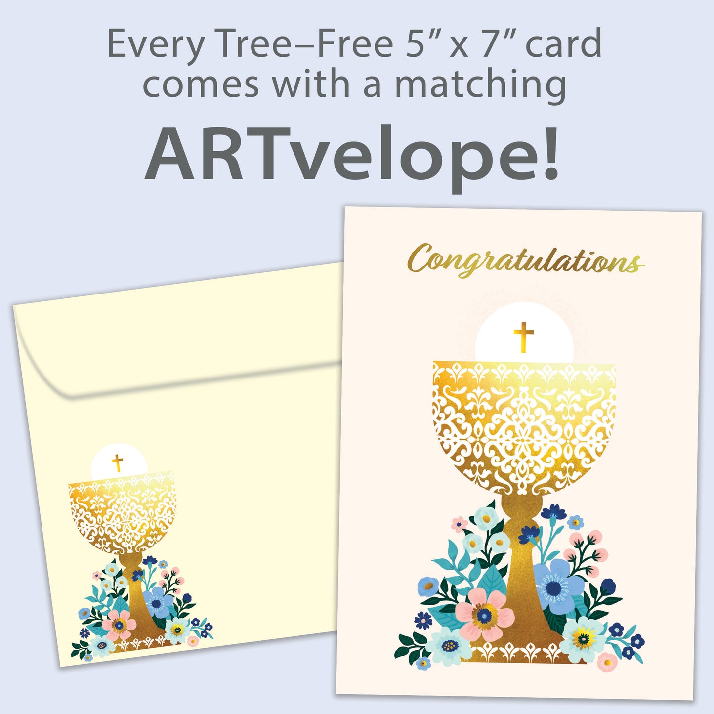 Floral Chalice First Communion Card