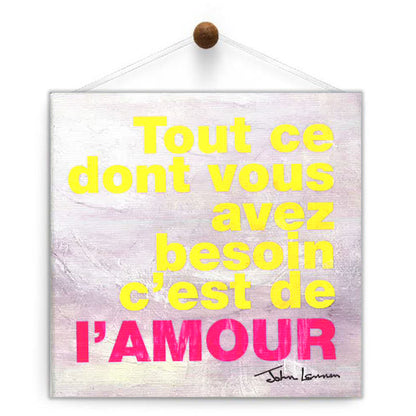 French All You Need Is Love Thumb-Tack Canvas Card