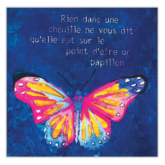 French Caterpillar Butterfly Thumb-Tack Canvas Card