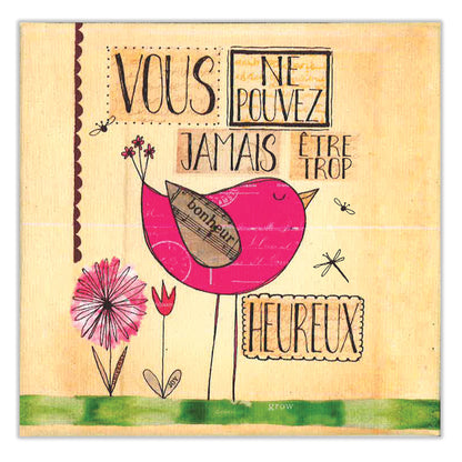 French Never Too Much Happy Thumb-Tack Canvas Card