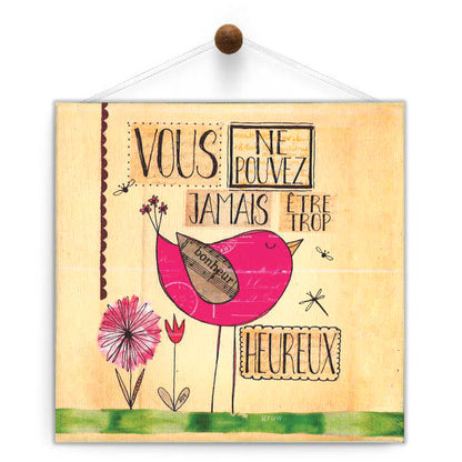 French Never Too Much Happy Thumb-Tack Canvas Card