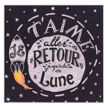 French To The Moon And Back Thumb-Tack Canvas Card