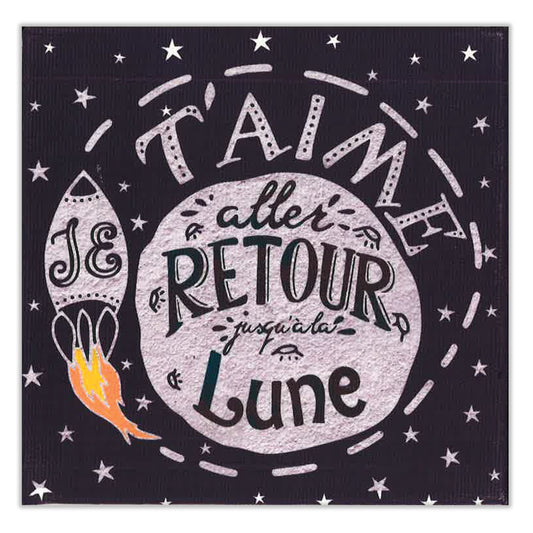 French To The Moon And Back Thumb-Tack Canvas Card