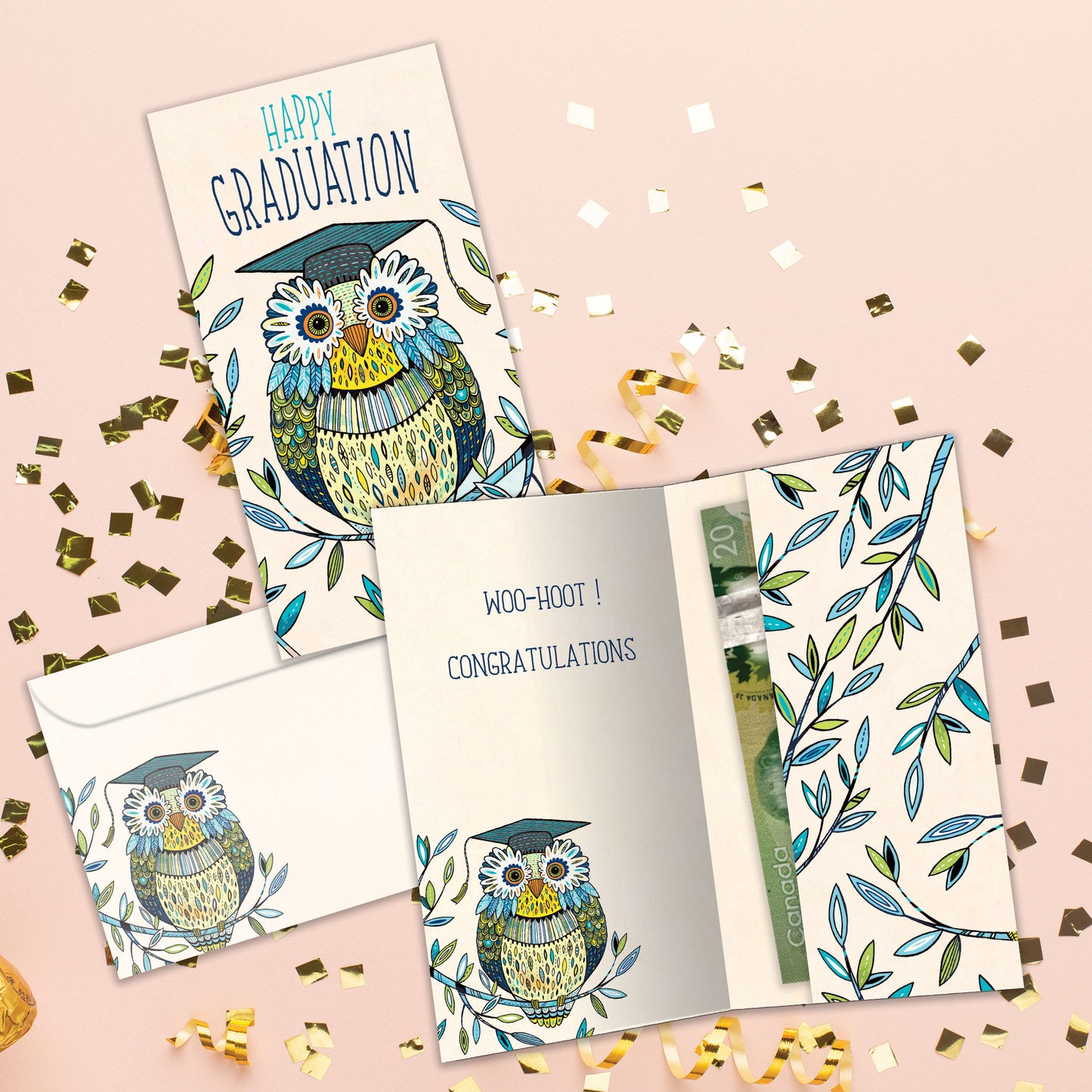 Graduation Owl Money Holder Card