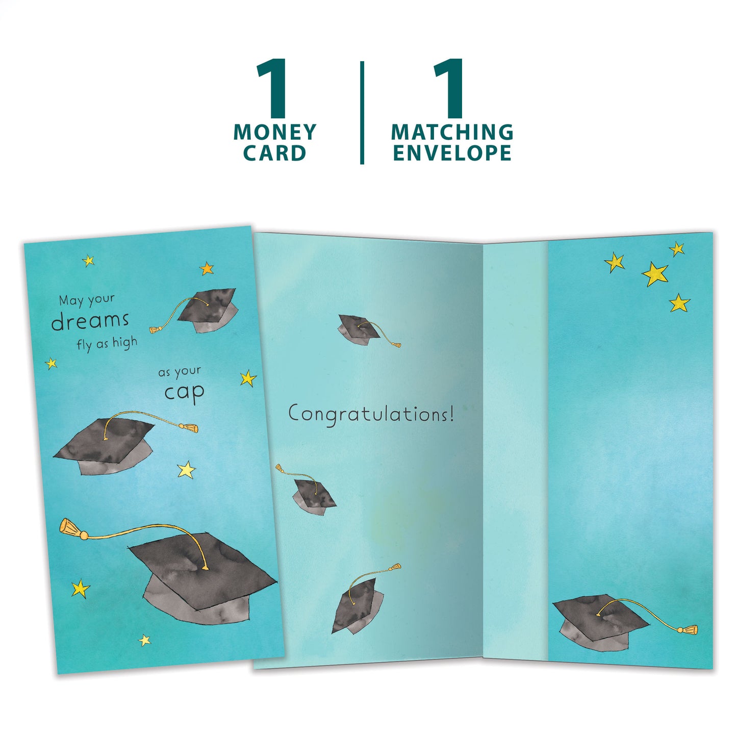 Flying Caps Graduation Money Holder Card