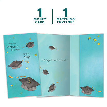 Flying Caps Graduation Money Holder Card