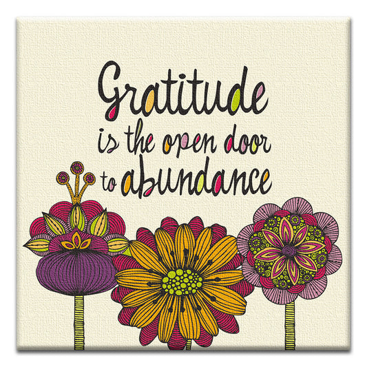 Gratitude Is The Open Door Thumb-Tack Canvas Card