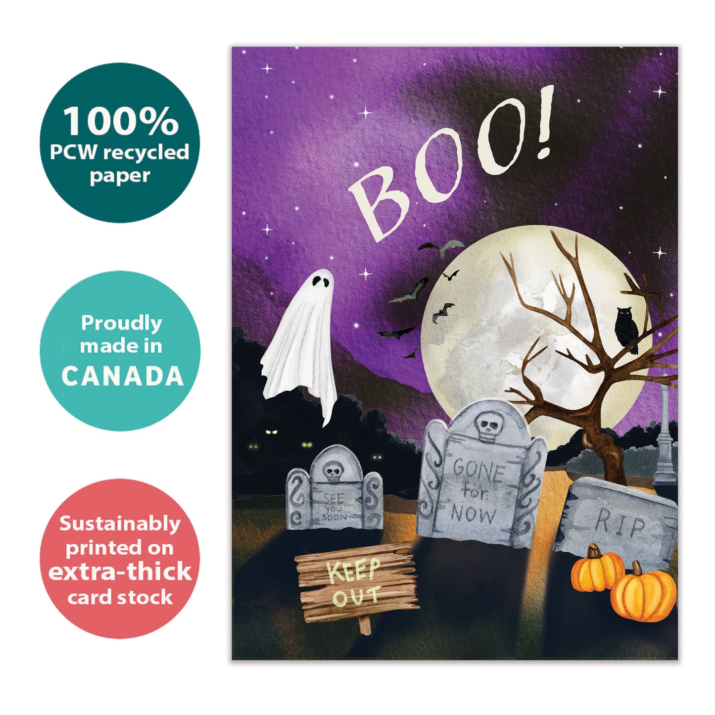 Boo Graveyard Halloween Card