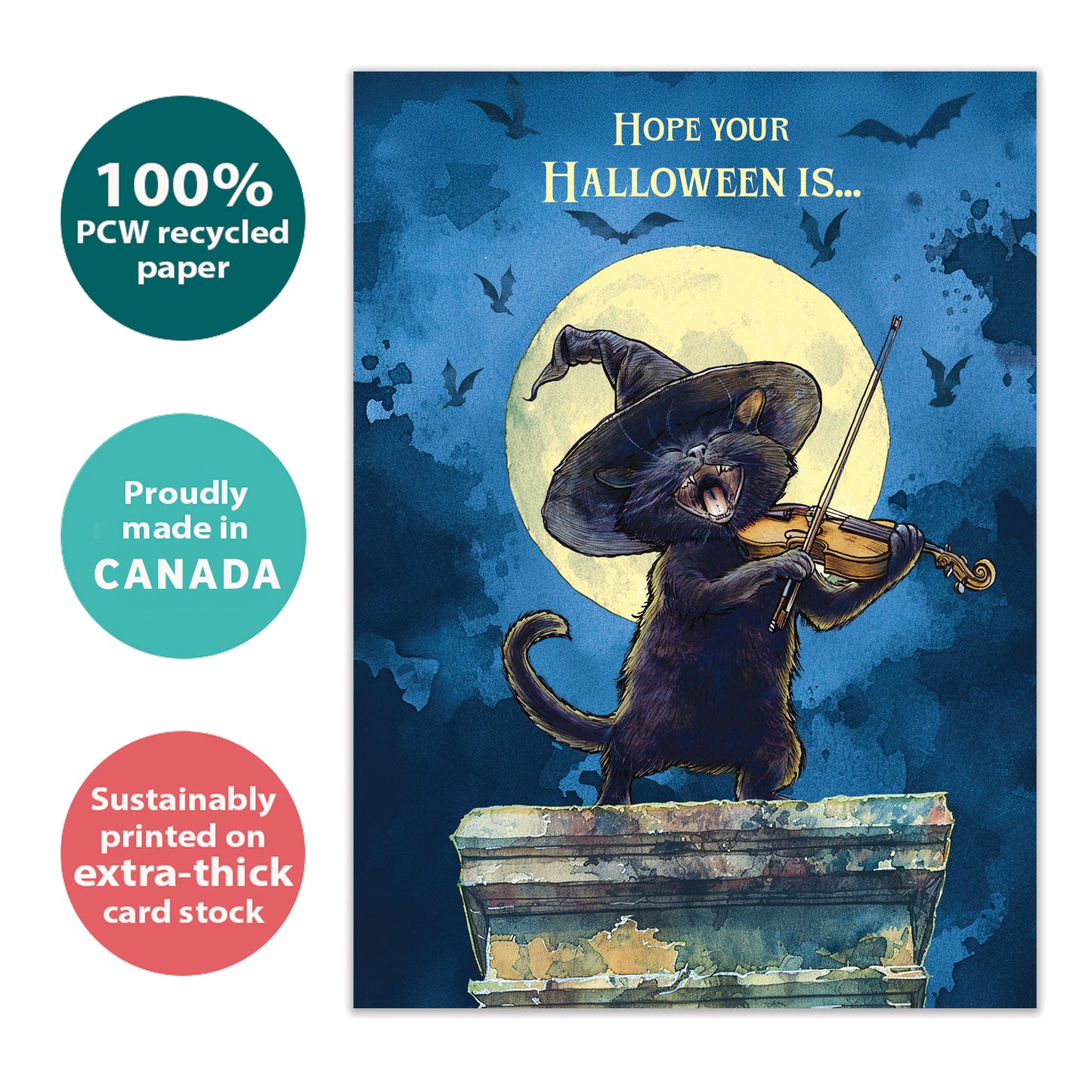 Full Moon Cat Halloween Card
