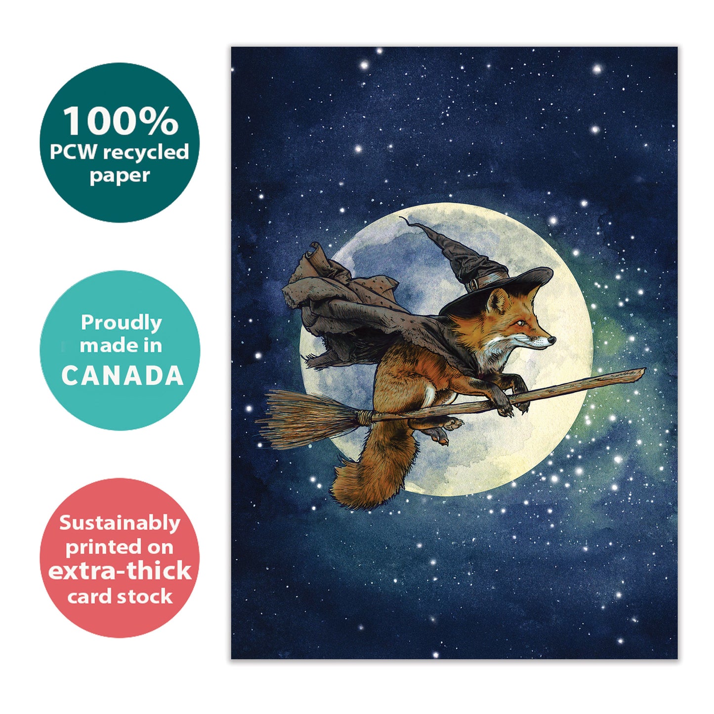 Full Moon Fox Halloween Card
