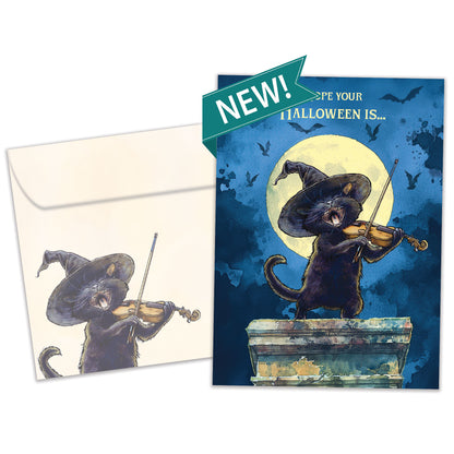 Full Moon Cat Halloween Card