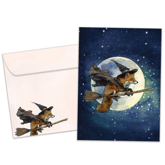 Full Moon Fox Halloween Card