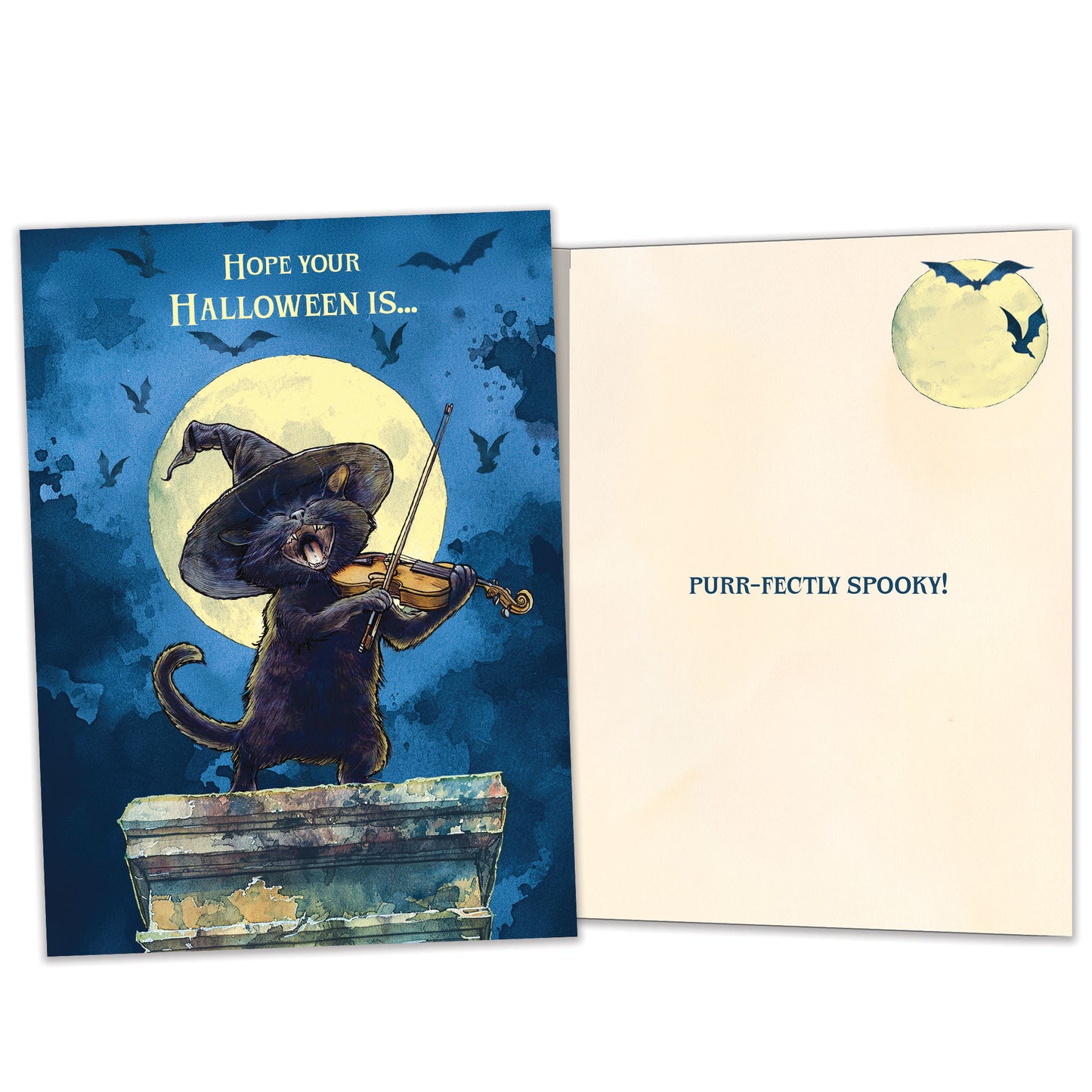 Full Moon Cat Halloween Card