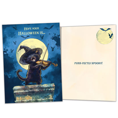 Full Moon Cat Halloween Card