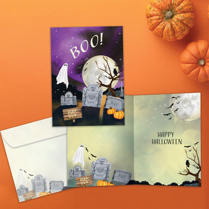 Boo Graveyard Halloween Card