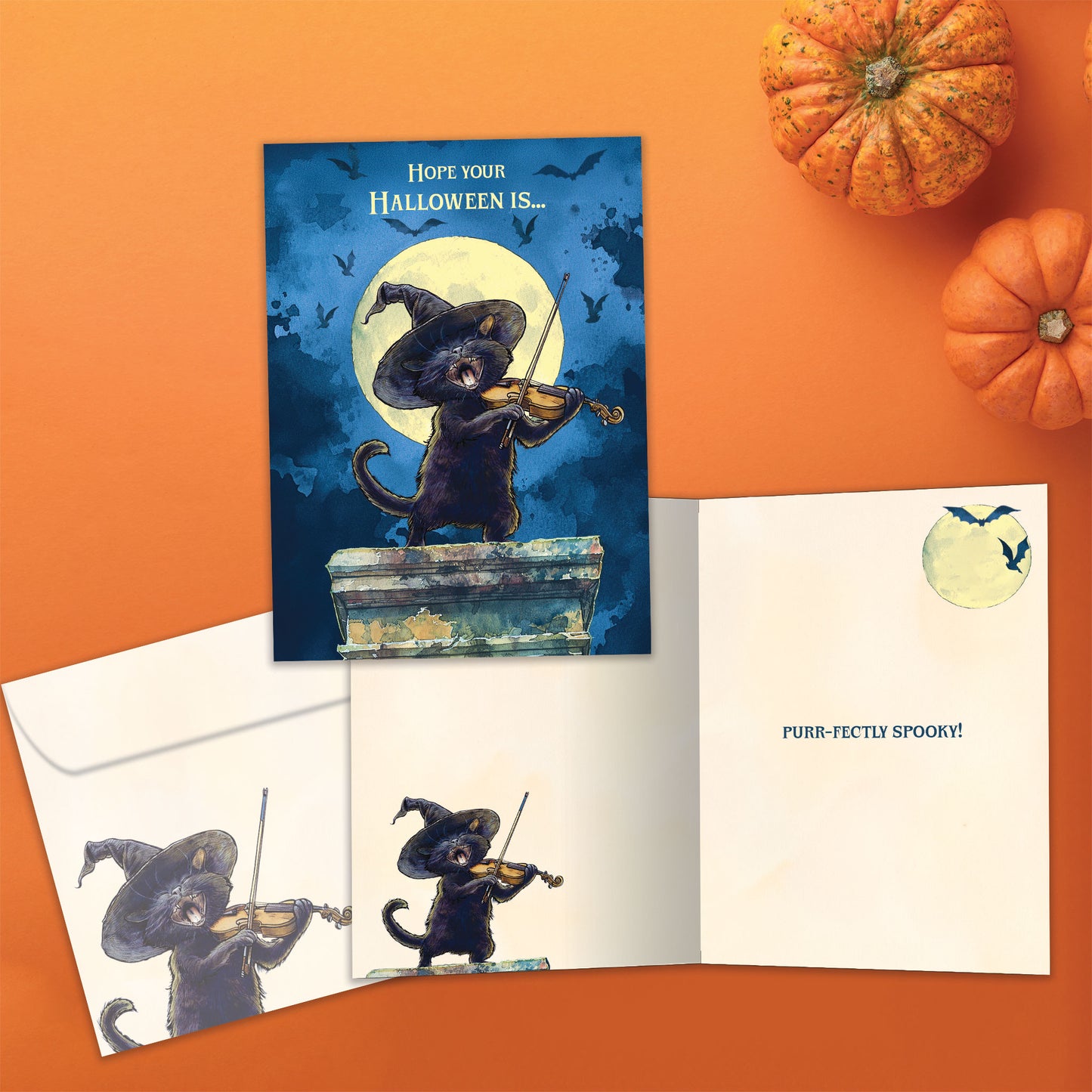 Full Moon Cat Halloween Card