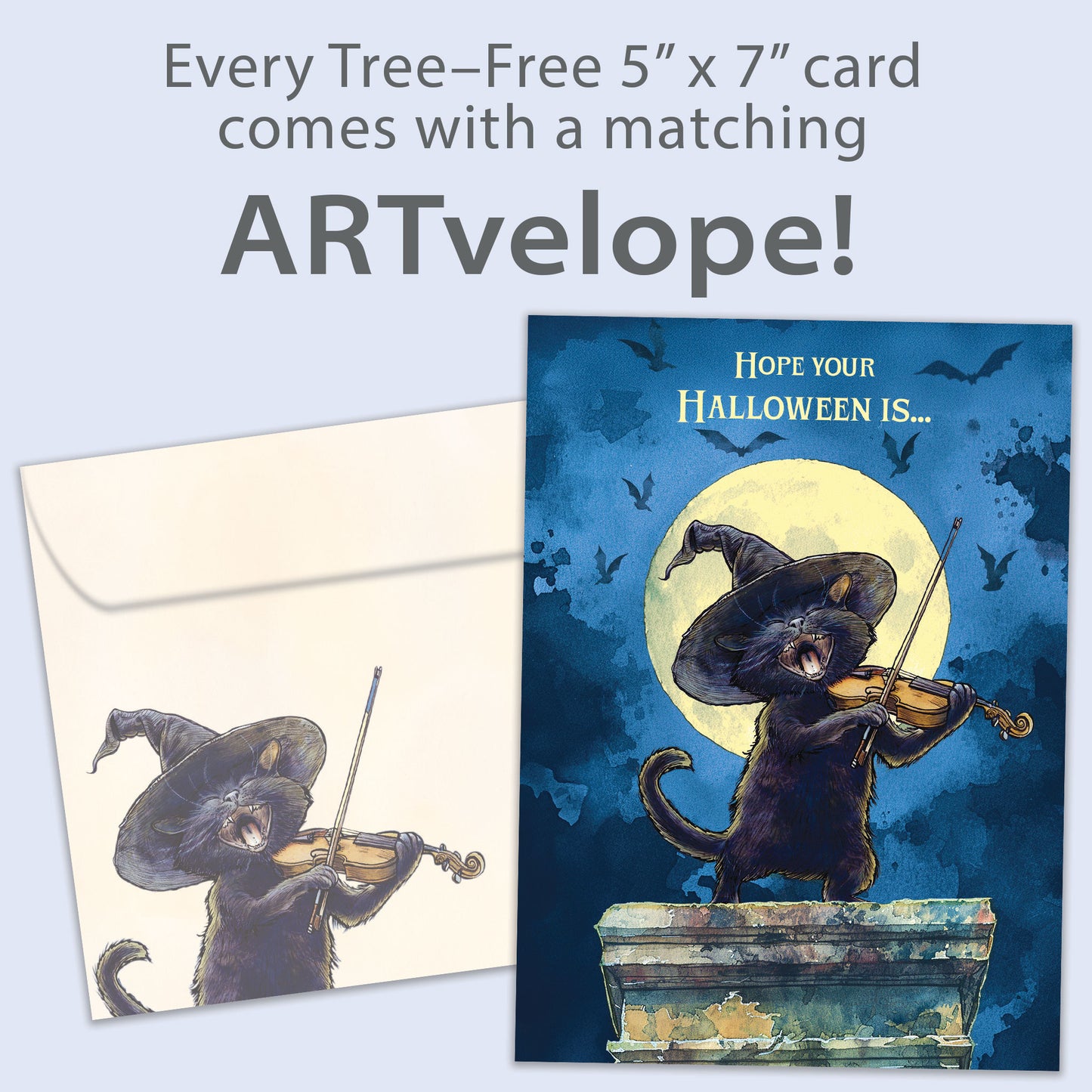 Full Moon Cat Halloween Card