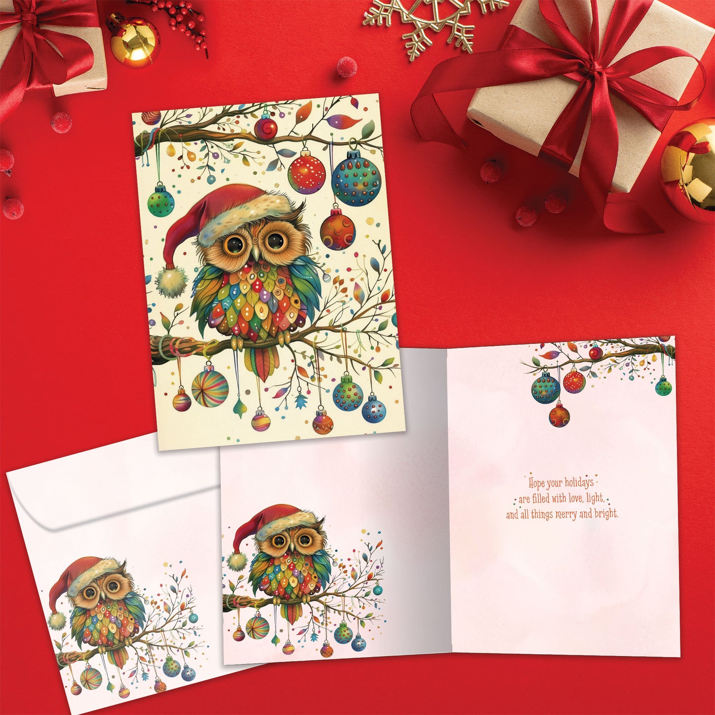Owl Ornaments Holiday Card