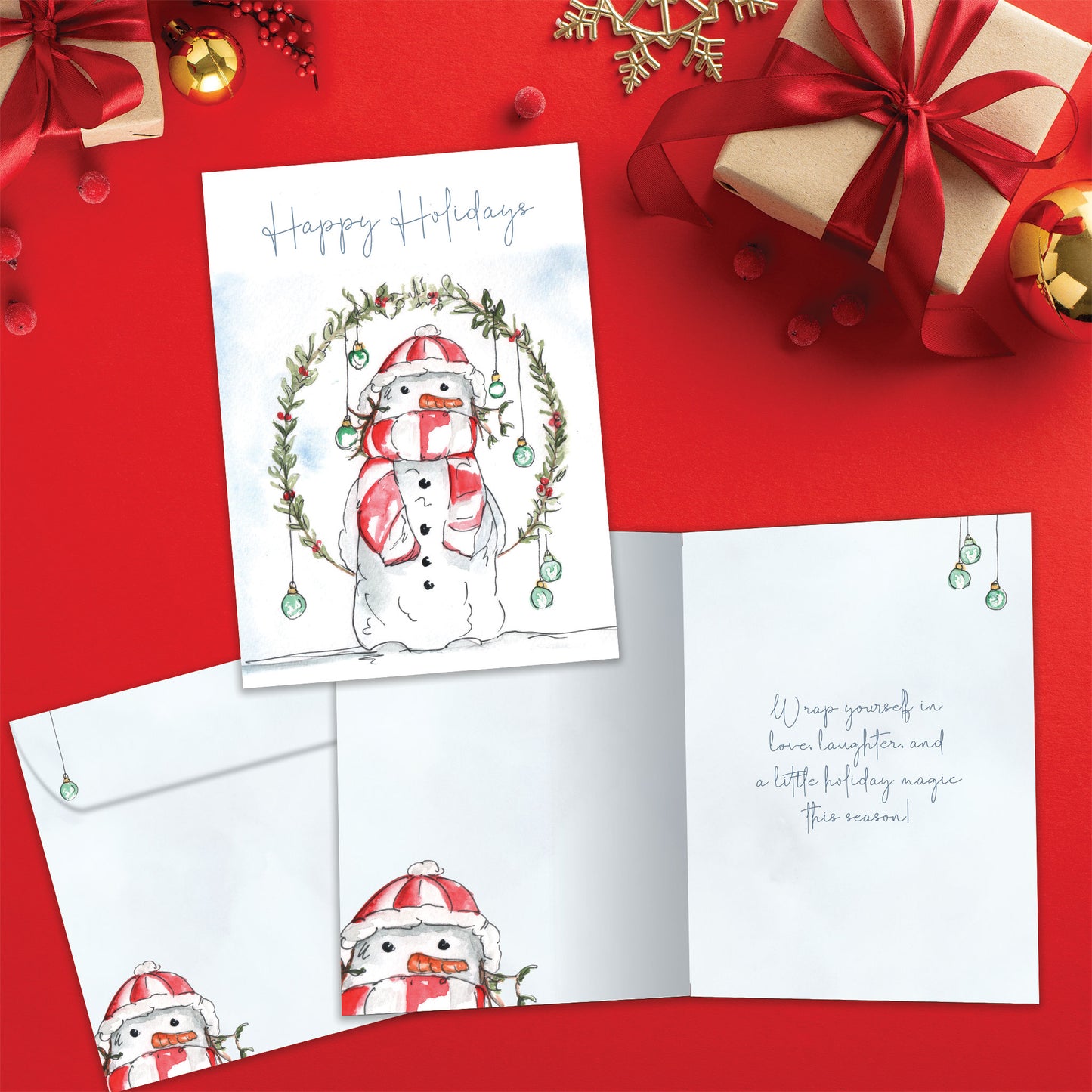 Wrapped Snowman Holiday Card