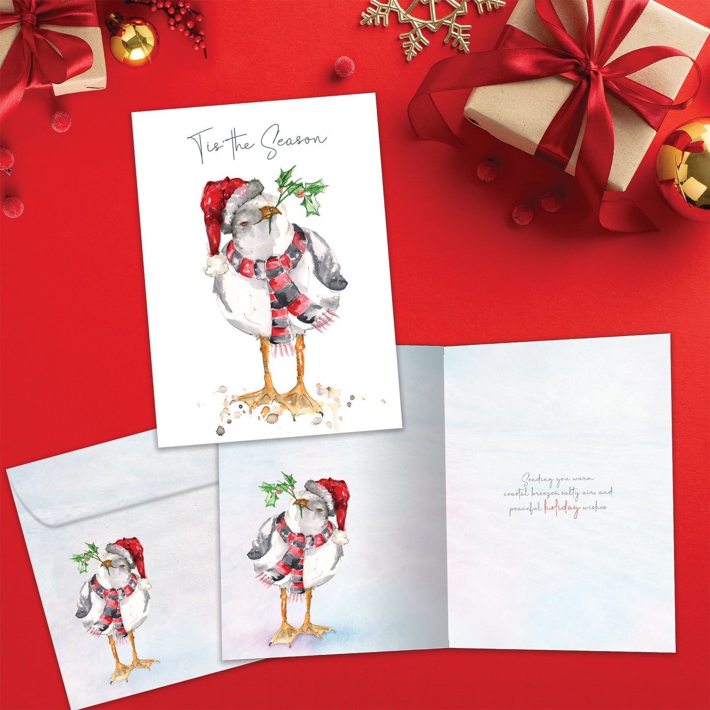 Festive Seagull Holiday Card