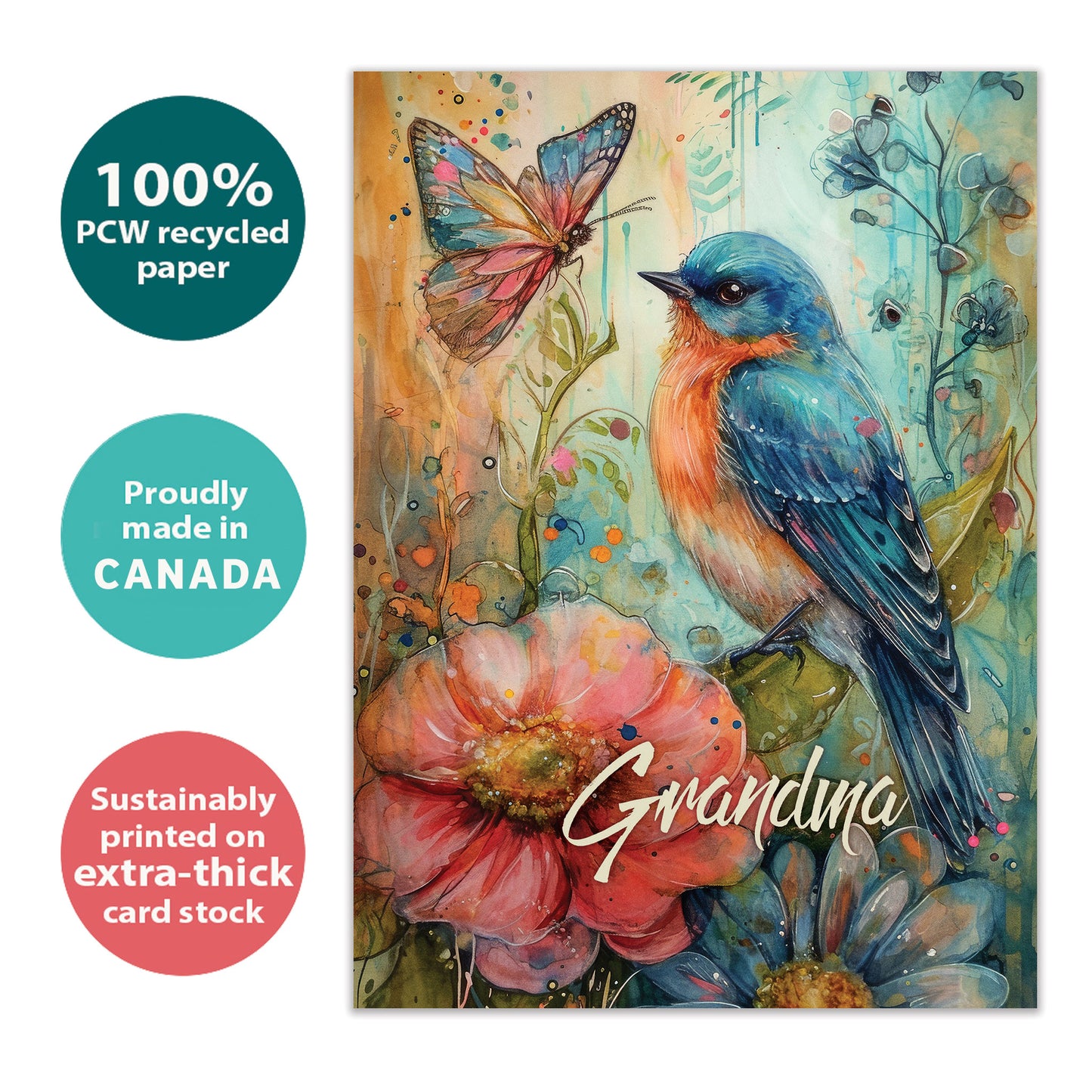 Bird Flower Grandma Mother's Day Card