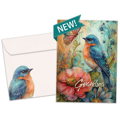 Bird Flower Grandma Mother's Day Card