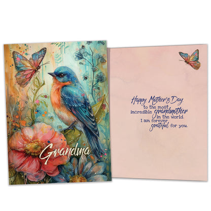 Bird Flower Grandma Mother's Day Card