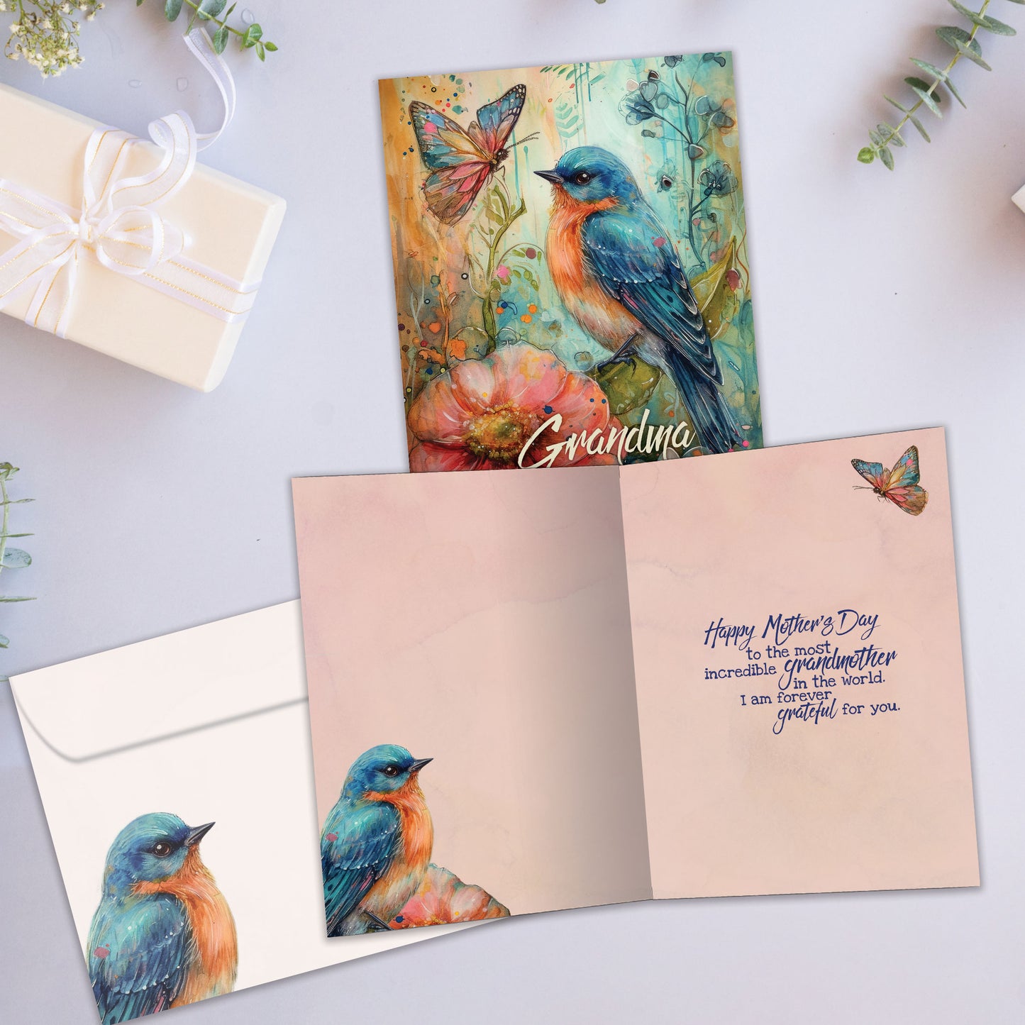 Bird Flower Grandma Mother's Day Card